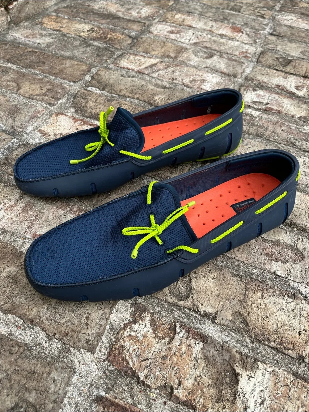 Swims Braided Lace Loafers Men's Size 12 Navy/Lime Moccasins Driving Water Shoes